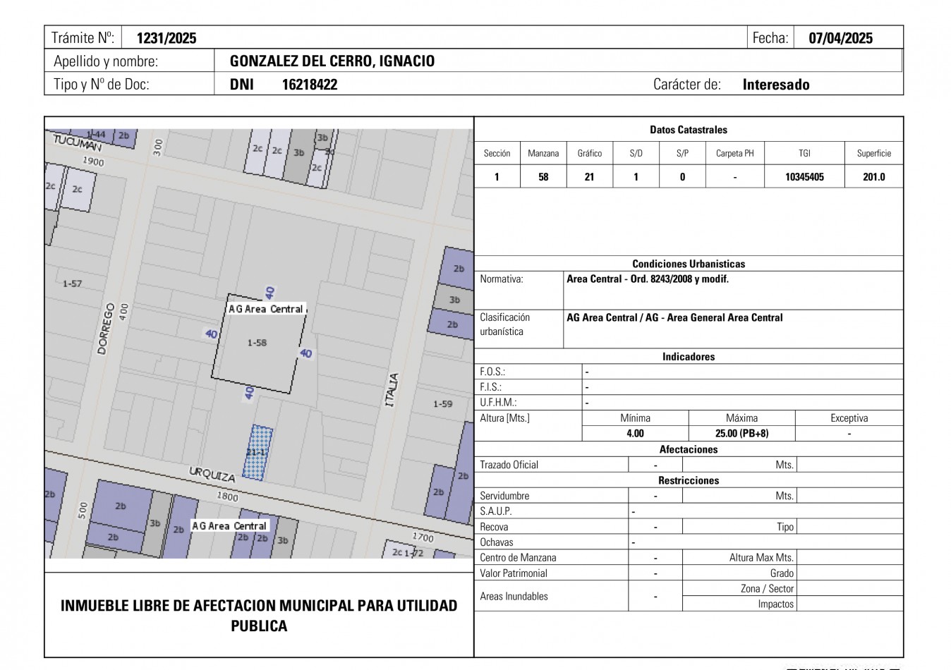 URQUIZA 1840 | TERRENO