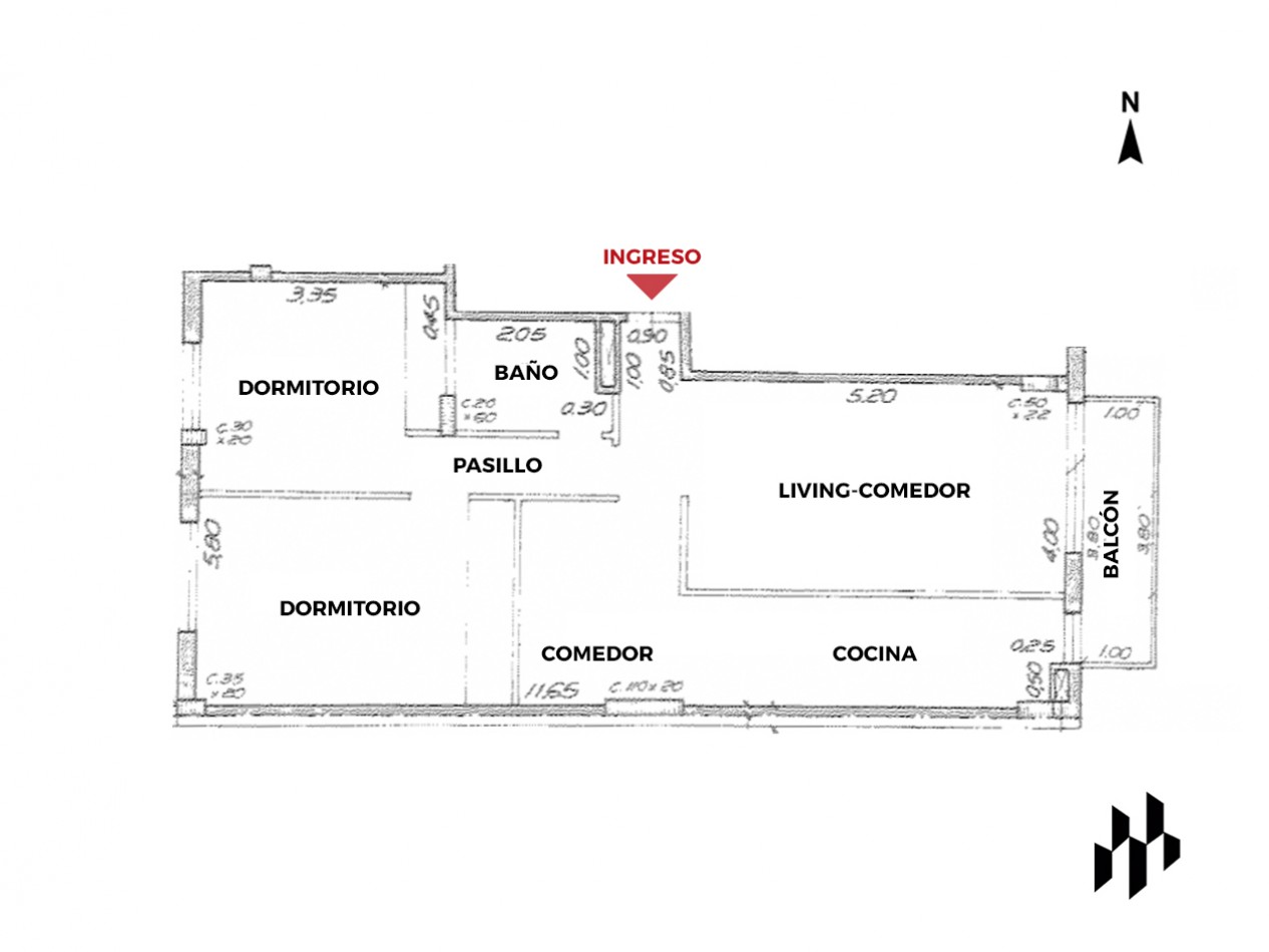 Departamento 2 dormitorios con balcon | España y Santa Fe