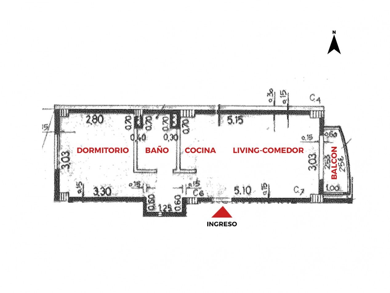 Departamento 1 dormitorio con balcon | Callao y San Juan
